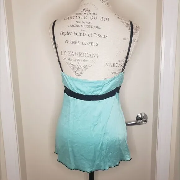 Blue Silk Lace Velvet Beaded Camisole - Picture 5 of 14